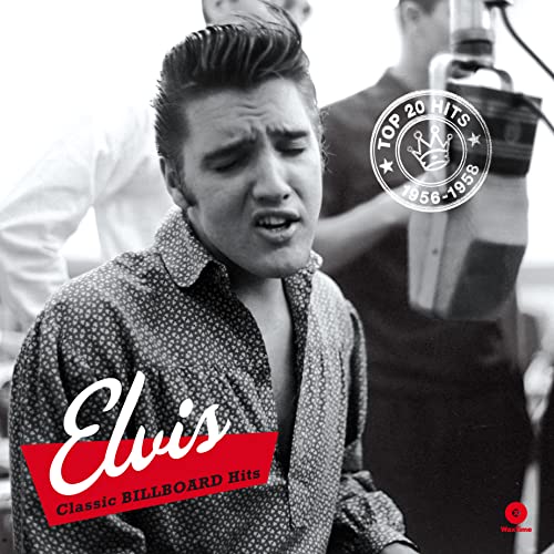 Black and white album cover featuring Elvis Presley singing into a microphone.