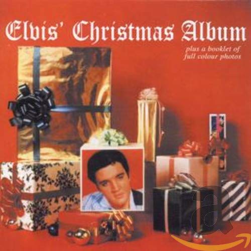 Elvis Presley's Christmas Album cover featuring a portrait of Elvis surrounded by wrapped gifts.