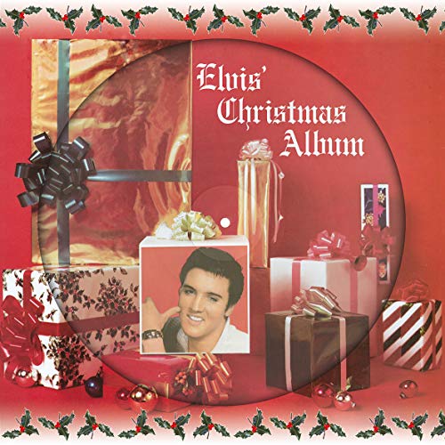 Elvis Presley Christmas Album picture disc vinyl record with gift box imagery.