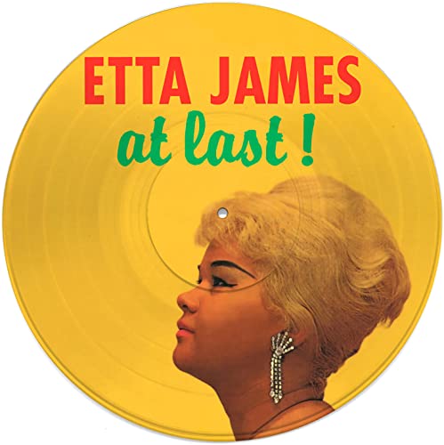 Yellow vinyl record featuring the album cover for Etta James At Last.