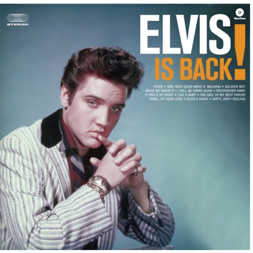 Elvis Presley album cover, "Elvis Is Back!", featuring a portrait of Elvis.
