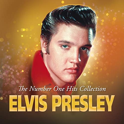 Elvis Presley album cover with a portrait and gold glitter background.