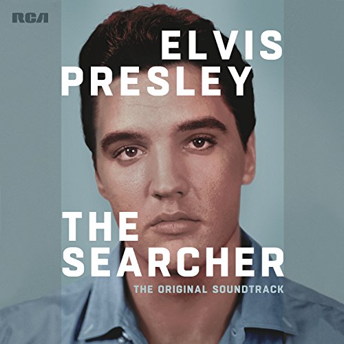"CD cover featuring Elvis Presley's portrait with 'Elvis Presley: The Searcher' title."