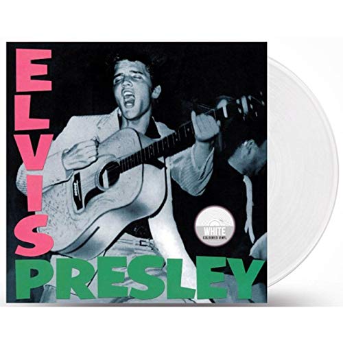 Elvis Presley album cover with white vinyl record beside it.