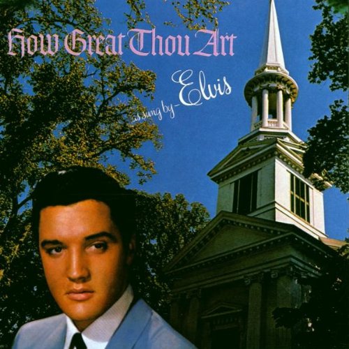 Elvis Presley album cover featuring a church and portrait of Elvis.