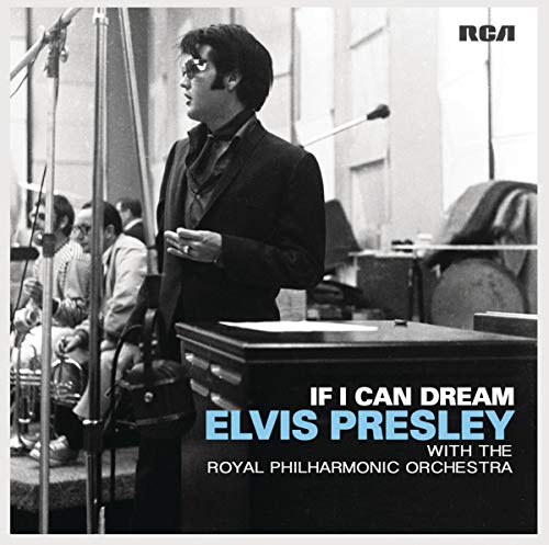Elvis Presley album cover, black and white photo, recording studio scene.