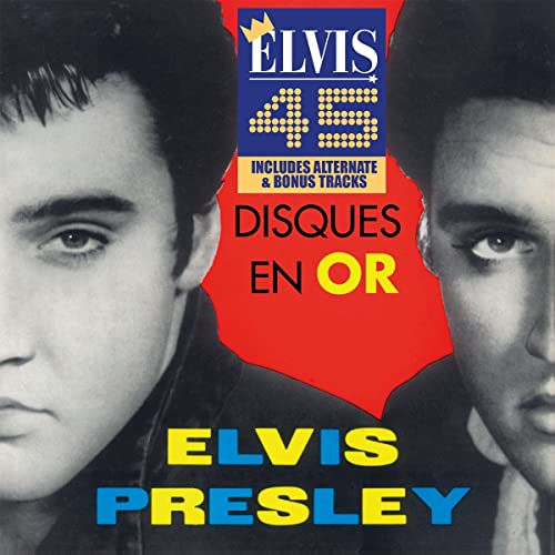 CD cover for Elvis Presley’s “Les Disques En Or” featuring two portraits.