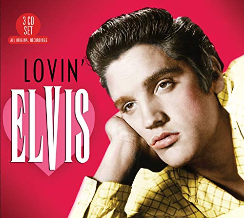 Elvis Presley on a pink background with the text Lovin' Elvis and a heart.