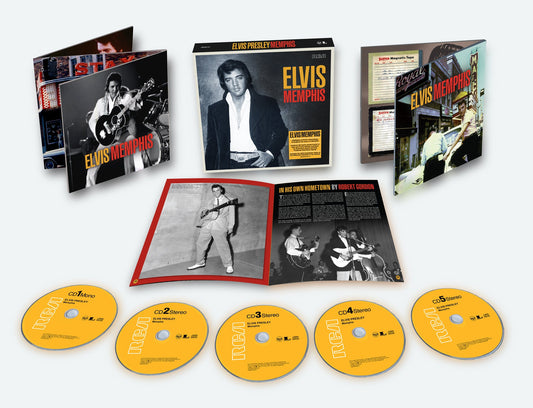 Elvis Presley "Memphis" CD box set with black and white photos.