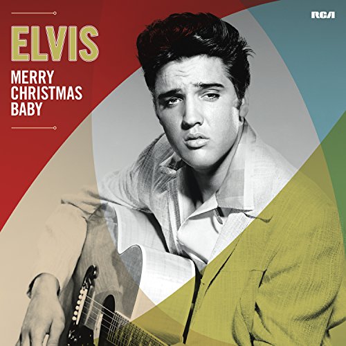 Elvis Presley album cover, "Merry Christmas Baby", with portrait and guitar.