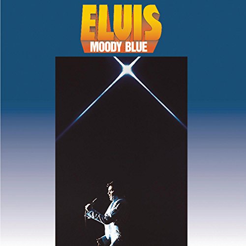 Elvis Presley "Moody Blue" CD cover with a dark, silhouetted performer.