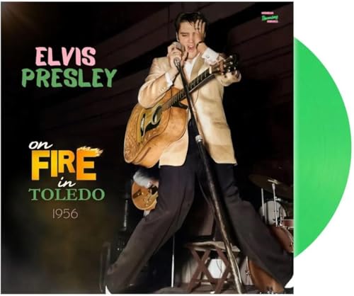 Elvis Presley album cover with green vinyl record shown beside it.