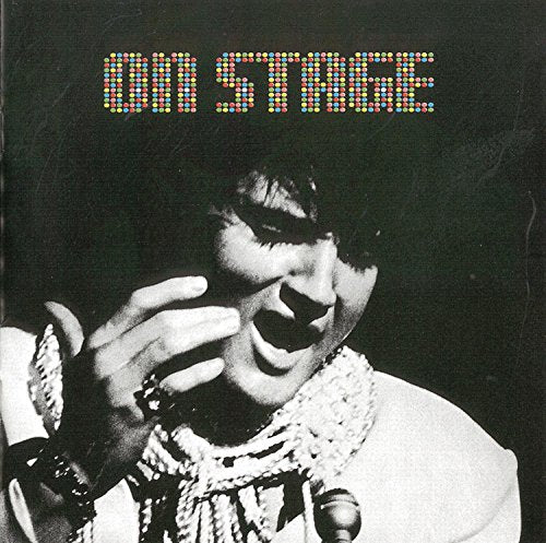 Elvis Presley album cover, "On Stage," featuring a black and white portrait.