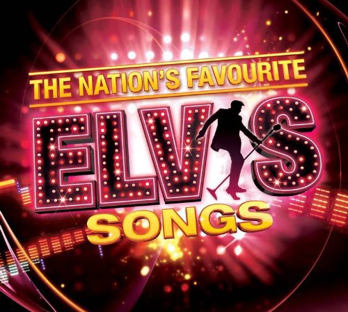 "CD cover featuring Elvis silhouette, marquee letters, and red stage lights."