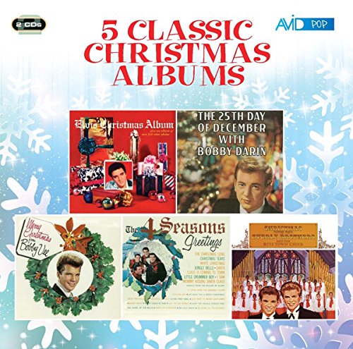 CD cover featuring five classic Christmas album covers with wintry background.