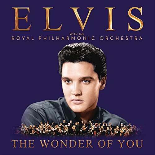 Elvis Presley album cover featuring a portrait and orchestra silhouette.