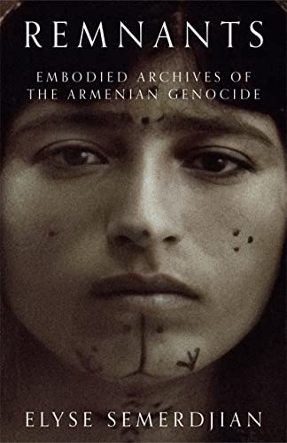 Book cover: close-up of a woman’s face with markings, titled “Remnants.”