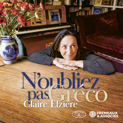 CD cover with portrait of Claire Elzière and floral arrangement.