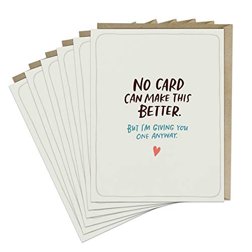 Six cream-colored empathy cards stacked, with text and a small heart.