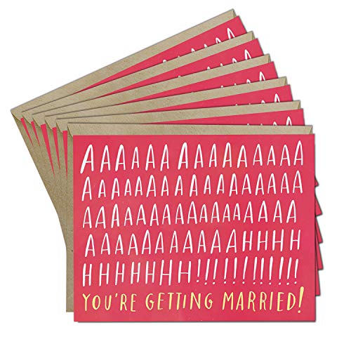 Six pink greeting cards stacked, reading "You're Getting Married!" in white text.