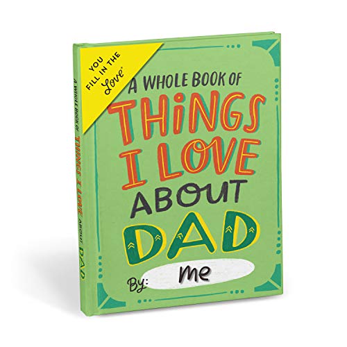 Green fill-in-the-blank journal titled “Things I Love About Dad.”