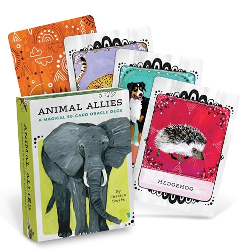 Oracle deck box and cards featuring colorful illustrations of animals.