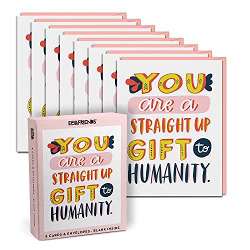 Stack of eight white encouragement cards with colorful text and designs.