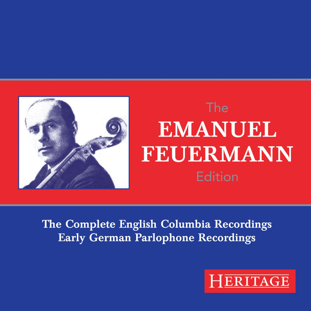 CD cover for Emanuel Feuermann, cellist, with red and white text.