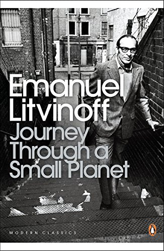 Book cover: "Journey Through a Small Planet" featuring a man on stairs.
