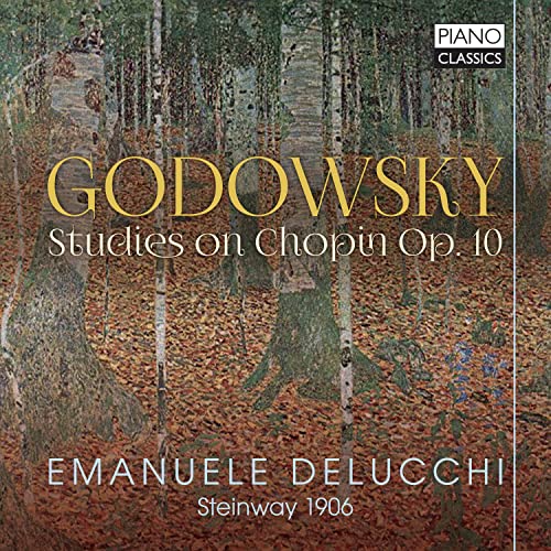 CD cover featuring a forest painting with text Godowsky Studies on Chopin Op. 10.
