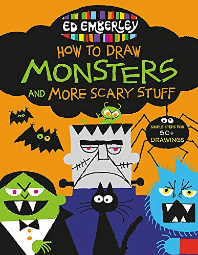 Book cover with colorful cartoon monsters, bats, and a black cat.