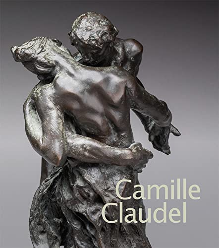 Bronze sculpture of embracing figures, book cover titled "Camille Claudel".