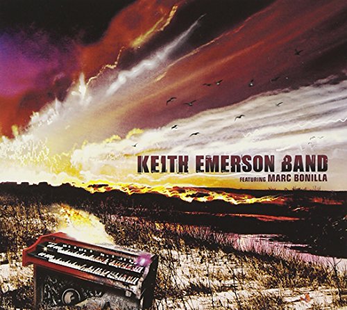CD cover for Keith Emerson Band with a keyboard and sky landscape.