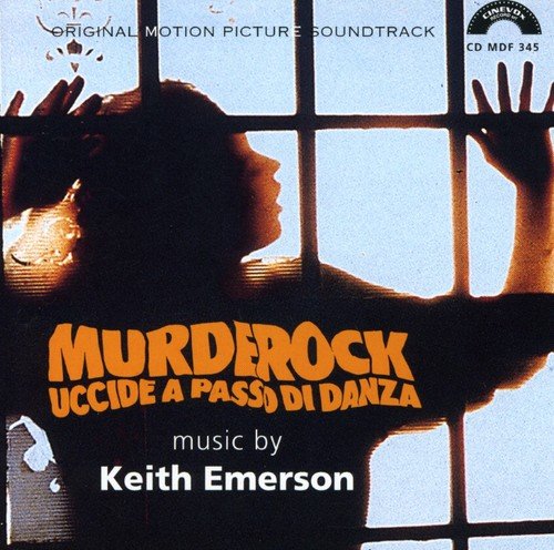 CD cover for "Murderock" by Keith Emerson, featuring bars and a silhouette.