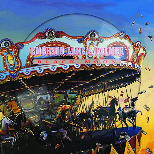 Album cover for Emerson, Lake & Palmer’s “Black Moon” featuring a carousel.
