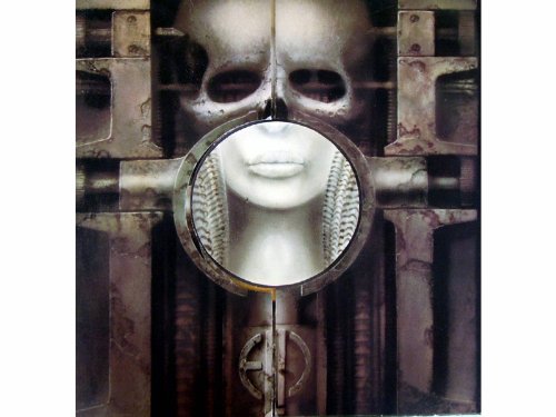 Album cover: skull with a face in a circular mirror, dark tones.