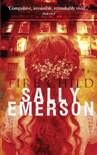 Book cover: woman with red hair facing a burning building.
