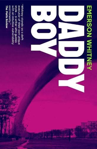 Book cover for "Daddy Boy" with bold white text on a pink and purple background.