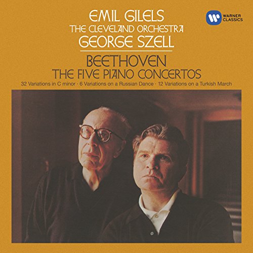 Cover of "Emil Gilels - Beethoven: The Five Piano Concertos" CD with two men pictured.