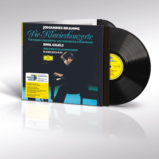 Brahms piano concertos vinyl record featuring Emil Gilels and Eugen Jochum.