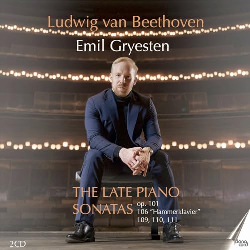 CD cover: Emil Gryesten portrait with text “Ludwig van Beethoven” and “The Late Piano Sonatas”.