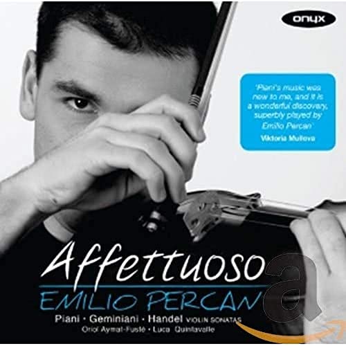 CD cover: violinist Emilio Percan playing, title “Affettuoso” in white text.