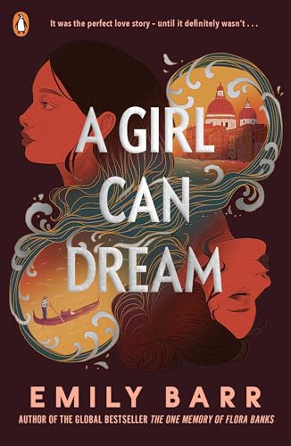 Book cover: “A Girl Can Dream” with a woman’s face and Venice imagery.