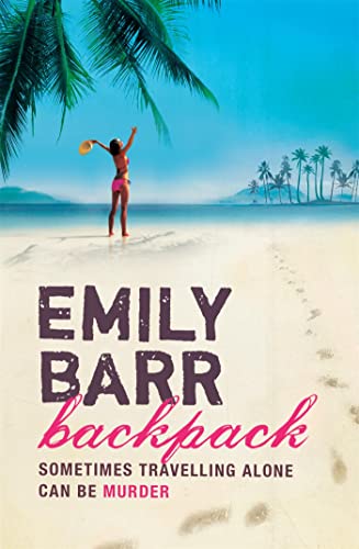 Book cover with beach scene, footprints, and large pink title text.