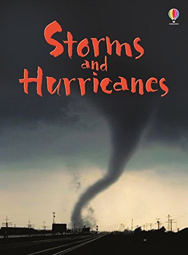 Book cover: "Storms and Hurricanes" with a tornado image.