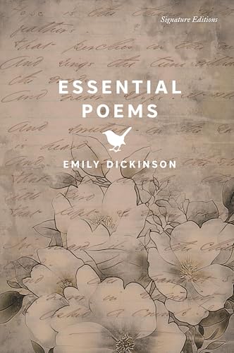 Book cover for “Essential Poems” by Emily Dickinson with floral design.