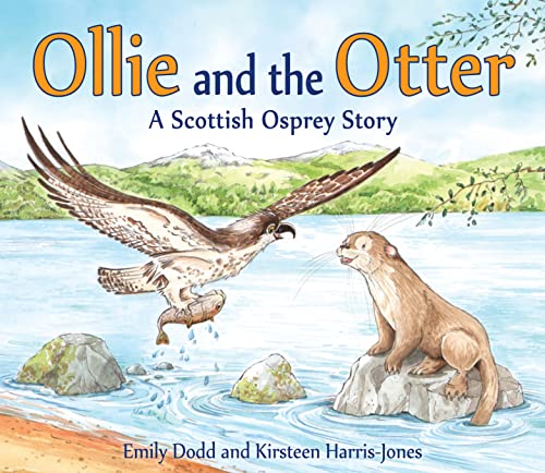 Osprey diving for a fish near an otter by a loch.