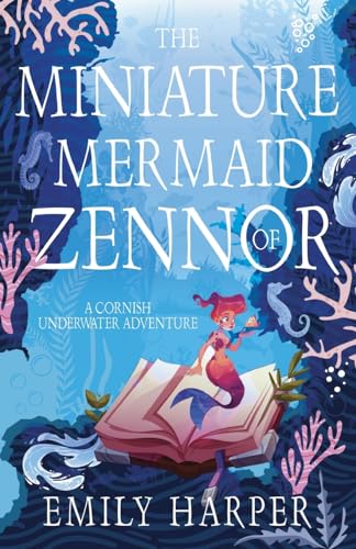 Book cover: mermaid reading on an open book, underwater scene.