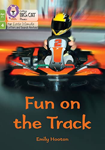 Book cover: child in racing kart, title "Fun on the Track".