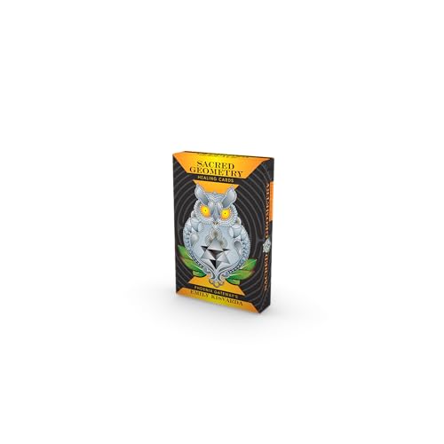 Box of "Sacred Geometry Healing Cards" with an owl illustration.